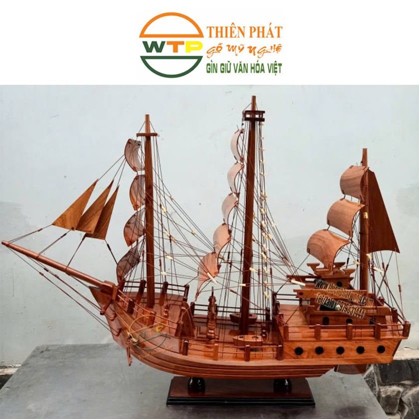 mô hình thuyền buôn Thái Lan bằng gỗ tràm